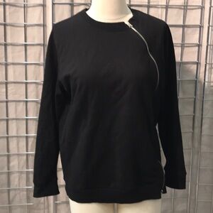 Asymetrical Zip stretch french terry jacket